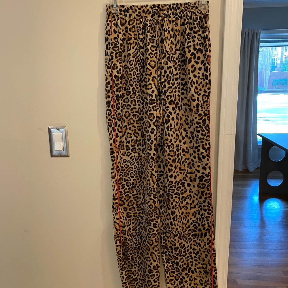 Leopard print silk pants